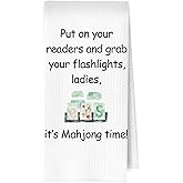 ERYBHKRTYH Mahjong Gifts Kitchen Towels - Funny Mah Jong Gifts Waffle Dish Towels, Mahjong Accessories Decorative Hand Towel, Mah Jong Tea Towel, 16x24 Inch