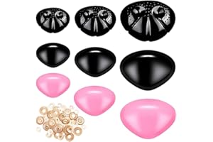 90 Pcs Safety Noses for Plush Toys, Safety DIY Noses for Crochet Flocking Toy Noses with Washers for Craft Puppet Plush Toy A