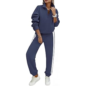 PRETTYGARDEN Womens Sweatsuits 2 Piece Outfits Fall Matching Lounge Sets | Casual Loose, Zip Up Oversized Sweatshirts, High W