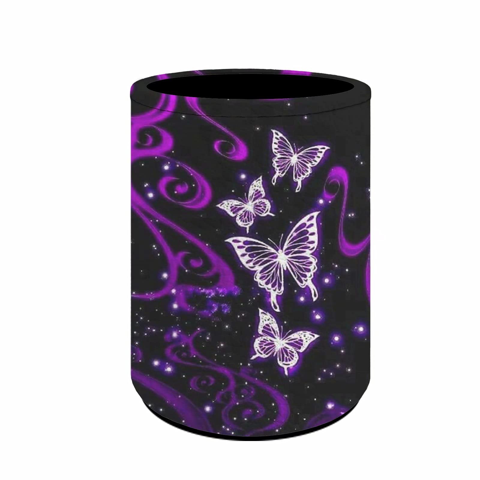chaqlin Butterflies Print Stationery Office Supplies,Cute Purple Butterfly Pencil Cup for Ladies Girls,PU Leather Pencil Holder for Desk Office Pen Organizer