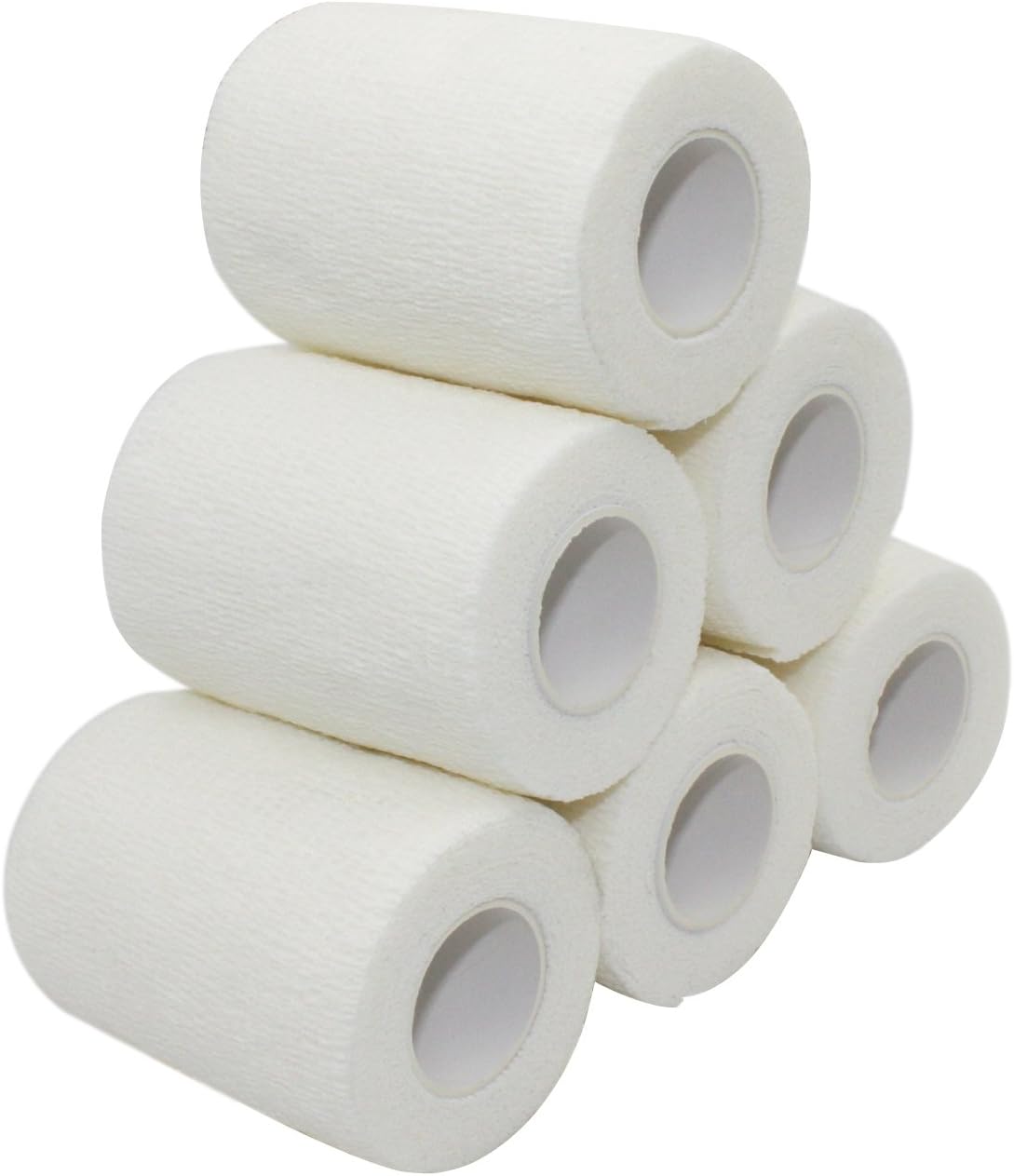 COMOmed 6 Rolls Cohesive Bandage White 7.5cmX4.5m, Flexible Bandage,Non-Woven Cohesive