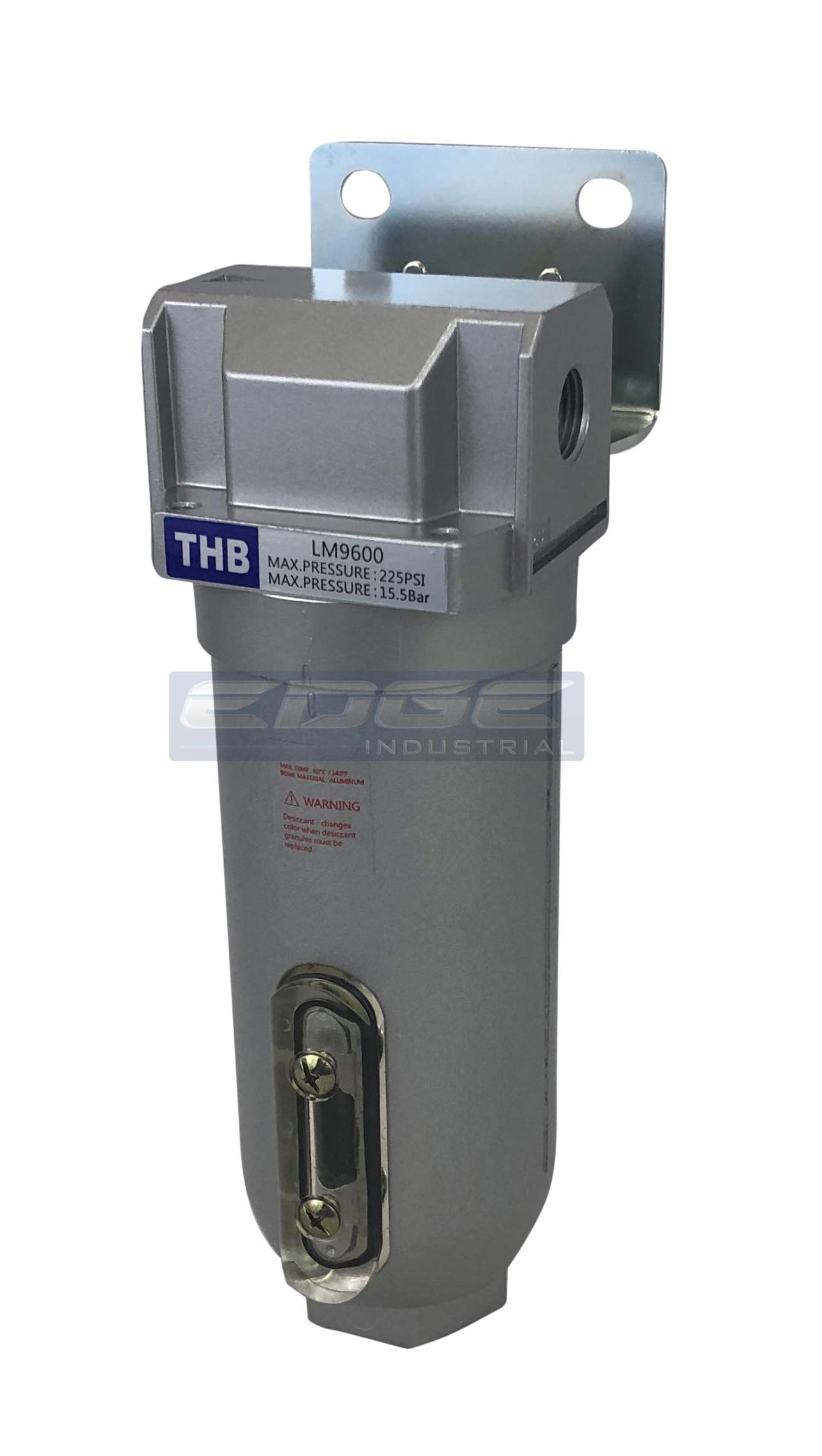 EDGE INDUSTRIAL HEAVY DUTY IN LINE DESICCANT AIR DRYER WITH METAL BOWL, FOR COMPRESSED AIR, DRY AIR FOR PNEUMATIC TOOLS (3/4" NPT)