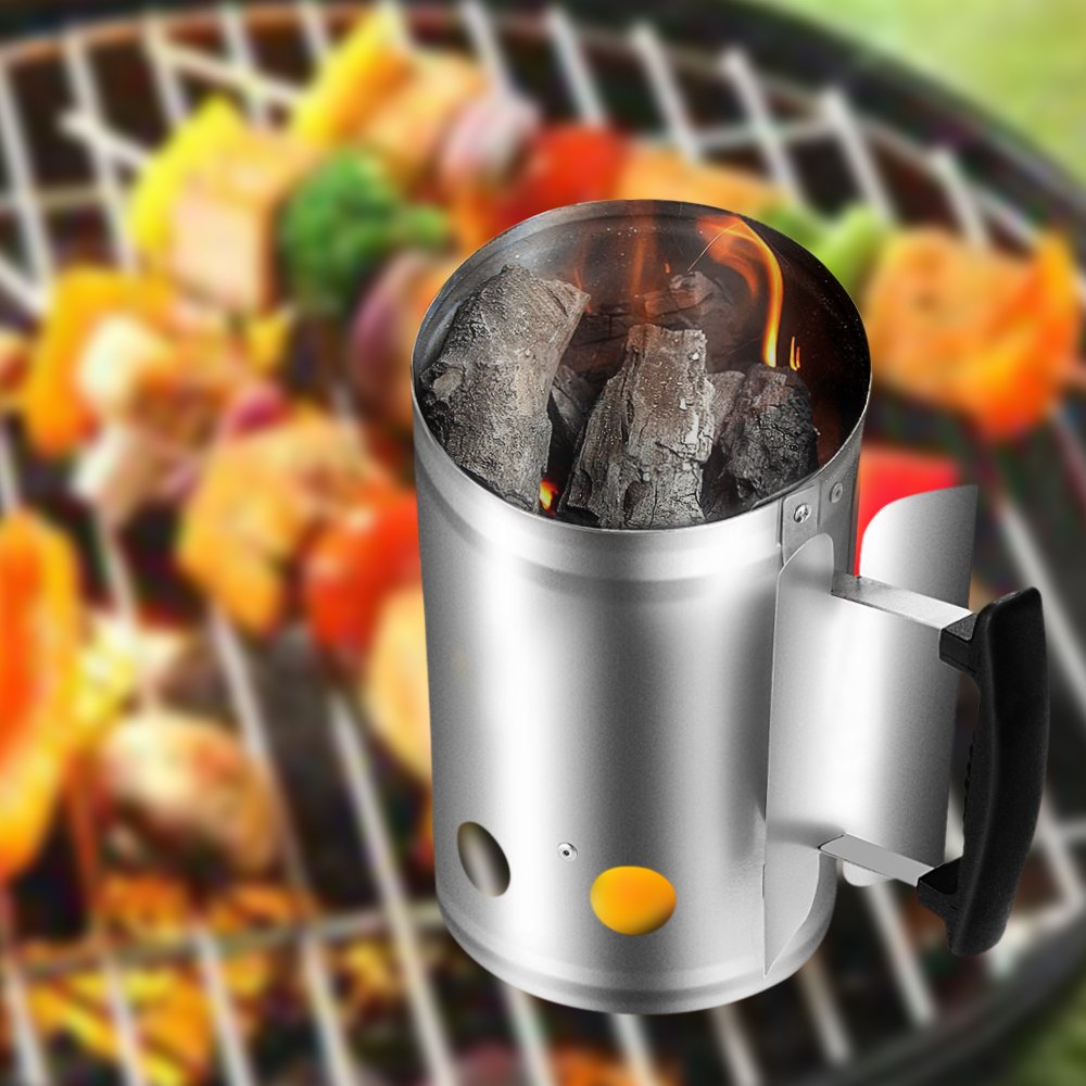 Charcoal Chimney Starter 11"X7" Grill Barbecue BBQ Galvanized Steel