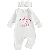 Ayalinggo Nebworn Baby Girl Waffle Knit Romper Long Sleeve Ruffle Butt Onesie Fall Winter Clothes Coming Going Home Outfit