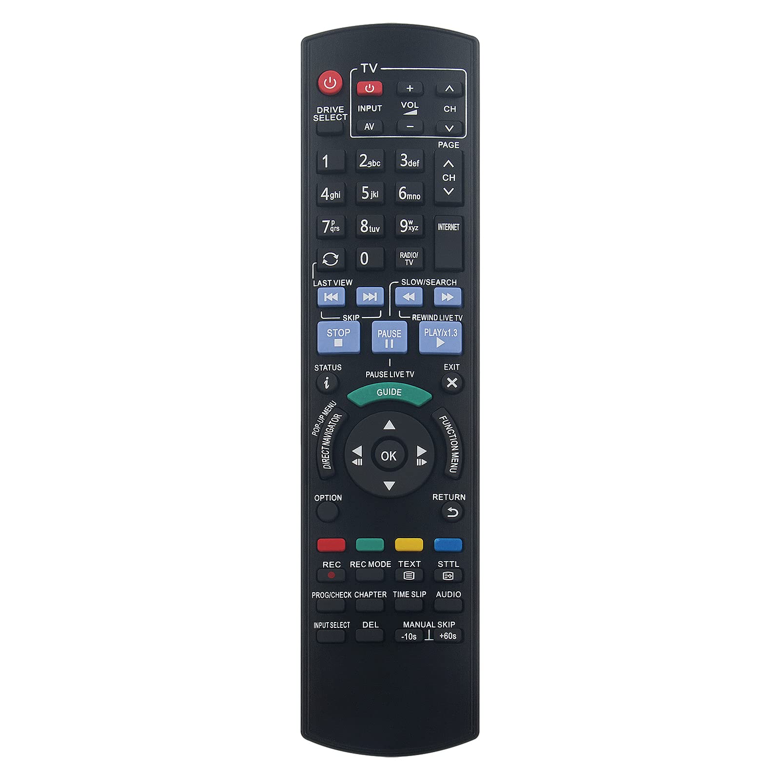 Replacement Remote Fit for Panasonic Blu-ray Disc Recorder DMR-BCT745 DMR-BCT740 DMR-BST845 DMR-BST745 DMR-BST940EG DMR-BST835 DMR-BST735 DMR-BST730 DMR-BCT940 DMR-BST940 N2QAYB000986 N2QAYB000980
