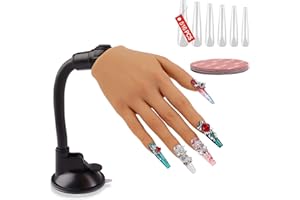 ROLOMANVE Nail Practice Hand for Acrylic Nails with 516 Pcs Nails, Silicone Fake Hands to Practice Fake Nails Mannequin Hand for Nails Practice and Nail Art Single Right Hand Brown