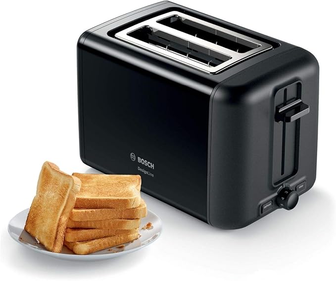 Bosch TAT3P423GB DesignLine Stainless Steel Toaster, Two Slice Black