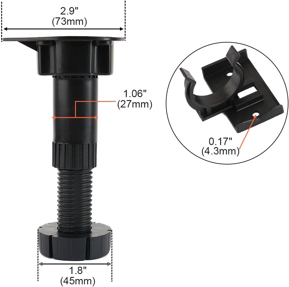 Sourcingmap Adjustable Height Cabinet Cupboard Leg Foot for Kitchen Bathroom 4pcs, Black, 73 x 58 x 95mm - Image 3