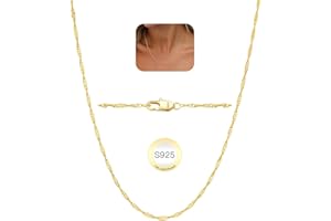 Semoya 925 Sterling Silver 2mm Singapore Chain for Women, 14K Gold Plated Chains for Women Hypoallergenic Jewelry Gifts 16/18