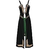 miccostumes Women's Viking Apron Retro Dress Medieval Costume Linen Blend Overdress Brooch With Belt