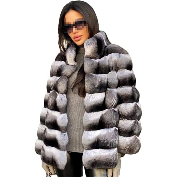 Amazon.com: Rex Rabbit Chinchilla Fur Jacket - Super Soft : Sports