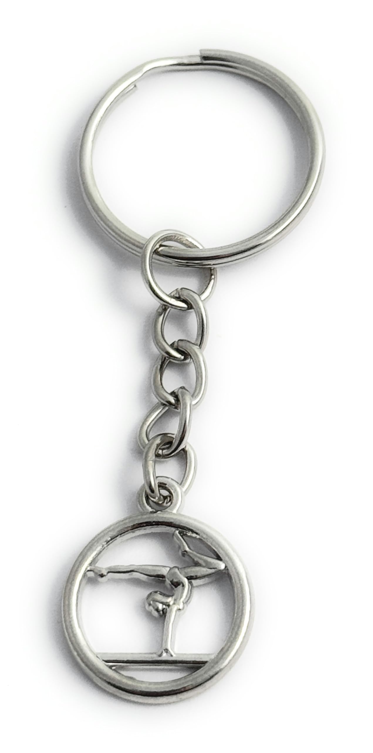 FizzyButton Gifts Beam Artistic Gymnast Charm Keyring Key Ring with Silver Tone Keychain