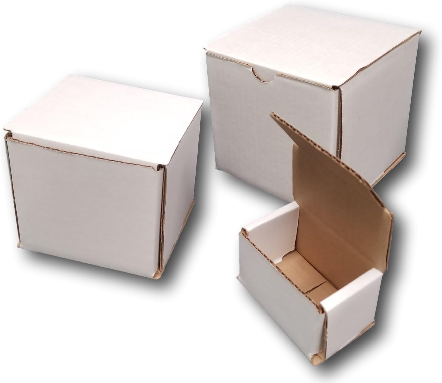 White Corrugated Shipping Boxes/Mailers 4" x 4" x 4" for Storing or Shipping Smaller Items Double Wall Crush Resistant by MT Products (10 Pieces) : Office Products