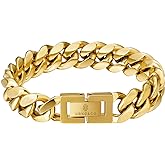KRKC&CO 12mm Mens Cuban Link Bracelet, 18k Gold/White Plated Iced Out 5A Cz Miami Thick, Durable Anti-tarnish Hip Hop Jewelry, 𝐃𝐚𝐝 𝐆𝐢𝐟𝐭𝐬 𝐟𝐨𝐫 𝐅𝐚𝐭𝐡𝐞𝐫𝐬 𝐃𝐚𝐲