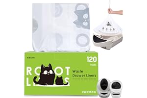 AWOHH Cat Litter Box Robot 4 and 3 Waste Bags, 120 Pack Automatic Litter Box Bags, Thick Heavy Duty Cat Litter Box Liner Bags 25.2 x 15.7 IN