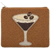 Pretty Robes Beaded Coin Purse Change Zipper Pouch Wallet Espresso Martini