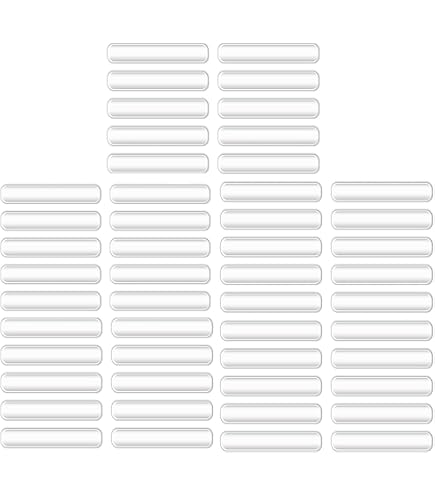 50-Pack Clear Rubber Door Stopper Bumpers – Self-Adhesive Silicone Cabinet Bumpers, Wall Protector Strips, Anti-Collision Silencing Pads For Doors, Drawers, Furniture, Refrigerator – 63x10x2mm, Transparent
