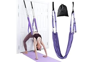 PRICEXES Yoga Stretching Strap, Adjustable Height Leg Stretcher Waist Back Stretch Band Aerial Yoga, Anti-gravity Inversion Exercises Door Flexibility Tensile Trainer for Rehab Pilates Dance Splits