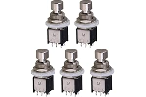 ESUPPORT 5Pcs DPDT Momentary ON/(ON) Foot Switch Guitar Effects Pedal Metal Stomp Box 6pin Push Button