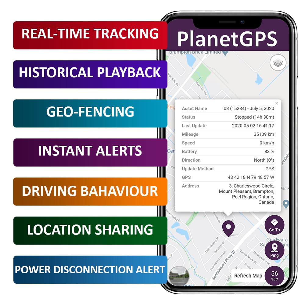PlanetGPS (OBD) - Real-Time OBDII GPS Tracker for Vehicles with OBD2 Diagnostics for Cars Trucks w/Worldwide Coverage | Subscription Required (Starting $5.00/Month)