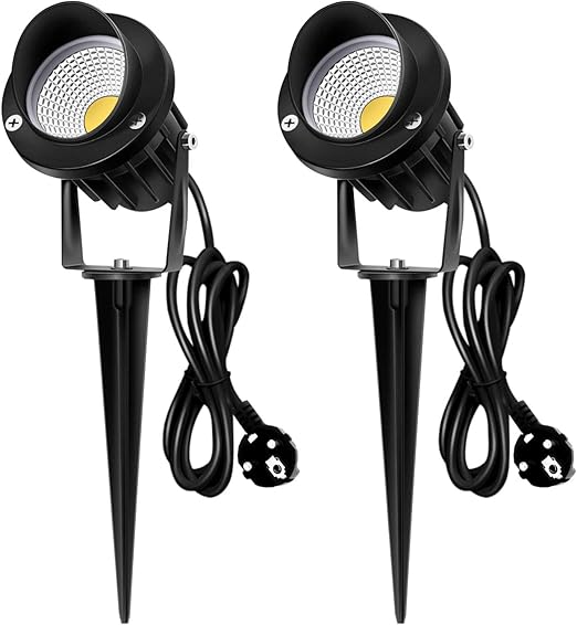 Kefflum Gartenstrahler Mit Erdspiess 5w Warmweiss Ip65 Wasserdichte Cob Strahler Garten Led Fur Aussenbeleuchtung 2 Stuck Amazon De Beleuchtung