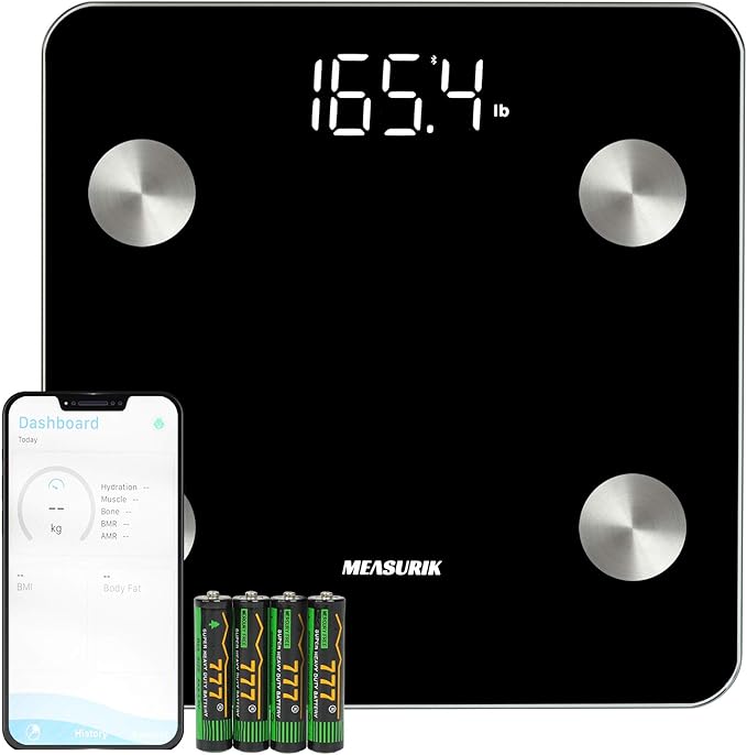Measurik Smart Body Fat Scale Bluetooth Body Composition Analyzer Measures Weight Body Fat Bmi Muscle Hydration With Smartphone App Max 400lbs