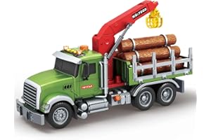 Wenbeier Logging Truck Toys for Kids 15" Large Timber Truck with Loading Crane and 6 Trunks Farm Toys Vehicle Playset Toy for Boys Ages 3 4 5 6
