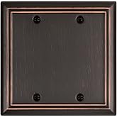 ZILLSEA Switch Plates Outlet Covers, 1-Pack Metal Wall Plate, Aged Bronze | Midsize Double Blank Wall Plate Cover for Unused Outlets or Switches, Ideal for Kitchen Bedroom Bathroom Nursery Hallway,etc.