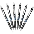 Pentel EnerGel Deluxe RTX Retractable Liquid Gel Pen, 0.7mm Medium Line, Needle Tip, Black, Pack of 6