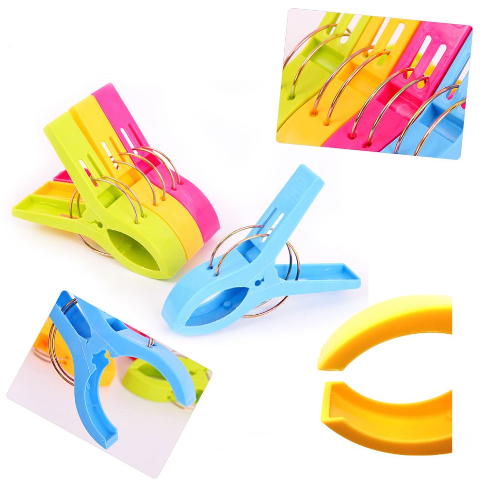 Strandtuch Clips, July Miracle 12pcs große winddichte Kunststoff Badezimmer Handtuch Clips, Quilt Clamps Wäscheklammern für Pool Stühle, Wäsche, Liegen und Sonnenliegen