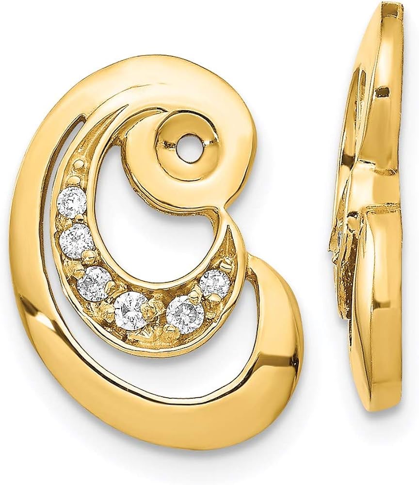 14k Fancy Curl Diamond Earring Jackets Mountings 17mm 11mm