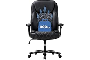 MALOL Big and Tall Office Chair 400lbs-Leather Executive Chair for Heavy People, Computer Desk Chair, Large Office Chair with Wide & Thick Seat Black.