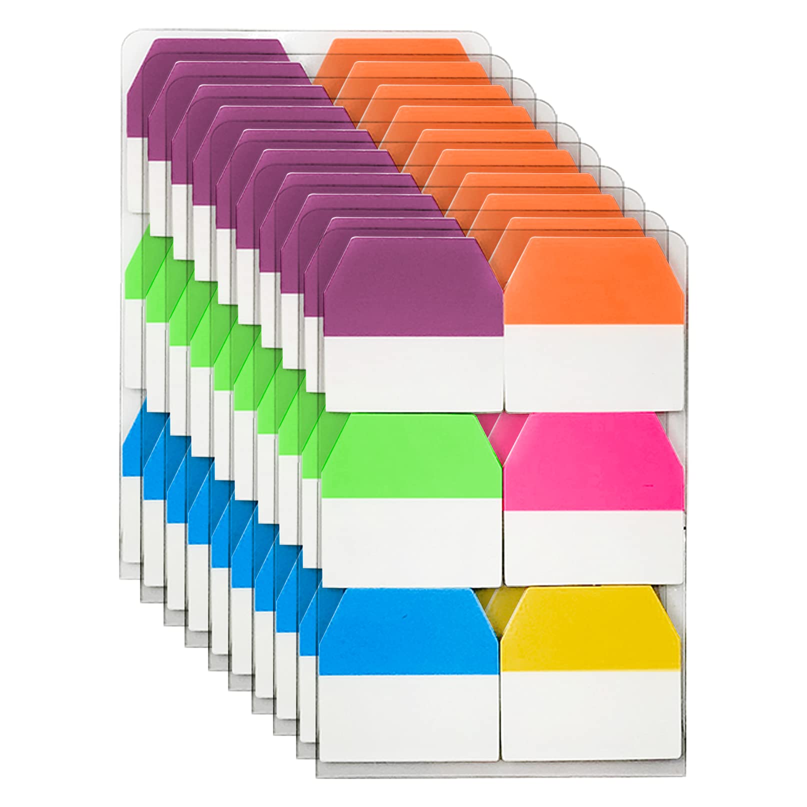 VANRA 6 Colors Tabs 1200 Pieces Sticky Index Tabs 1 Inch Writable and Repositionable Page Markers Classify Files for School Office,10 Sets