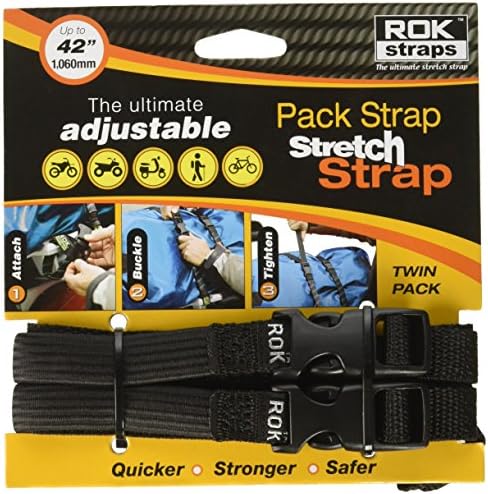 ROK Straps ROK-10314-2PR Black 12"- 42" Adjustable Stretch Strap, 2 Pair