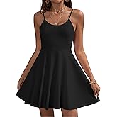 HOTOUCH Women's Summer Dress Adjustable Spaghetti Strap Floral Mini Casual Dress with Pockets Fit & Flare Beach Sundress