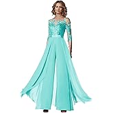 2026 Formal Jumpsuits for Women Mother of Bride Wedding Pantsuits 3/4 Long Sleeves Elegant Evening Pants Set for Women