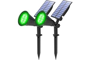 T-SUNUS Green Solar Lights Outdoor Christmas, IP65 Waterproof Garden Spotlights Auto On/Off Security Landscape Spotlight Spot Light for St. Patrick's Day Halloween Tree Patio Yard Driveway Pond 2 Pack