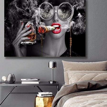 Wadyx Moderne Abstrakte Leinwand Gemalde Kreative Kunst Brennt Geld Rauchen Wolken Wandbild Kunst Kunst Kunst Fur Arbeitszimmer Buro Und Zuhause Dekoration 50 X 70 Cm Ohne Rahmen Amazon De Kuche Haushalt