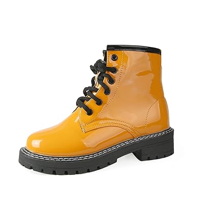 Xiao-Jing Women's Orange Black Combat Boots Kuwait Ubuy - Main Image