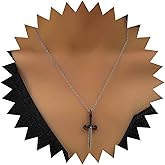 Erimberate Punk Crystal Sword Choker Necklace Silver Sword Cross Pendant Necklace Cz Dagger Knife Collar Necklace Gothic Sword Choker Necklace Jewelry for Women Gifts