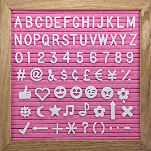 Pink Changeable Square Letter Board | 500 Plus Letters &amp; Symbols | Drawstring Canvas Pouch | 10" x 10" Oak Wood Frame