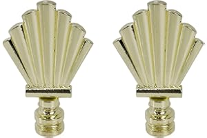 Coshar 2 Pcs Retro Style Lamp Finial Fan-shaped Lamp Cap Knob Lamp Decoration for Lamp Shade, 2.8" (Gold)