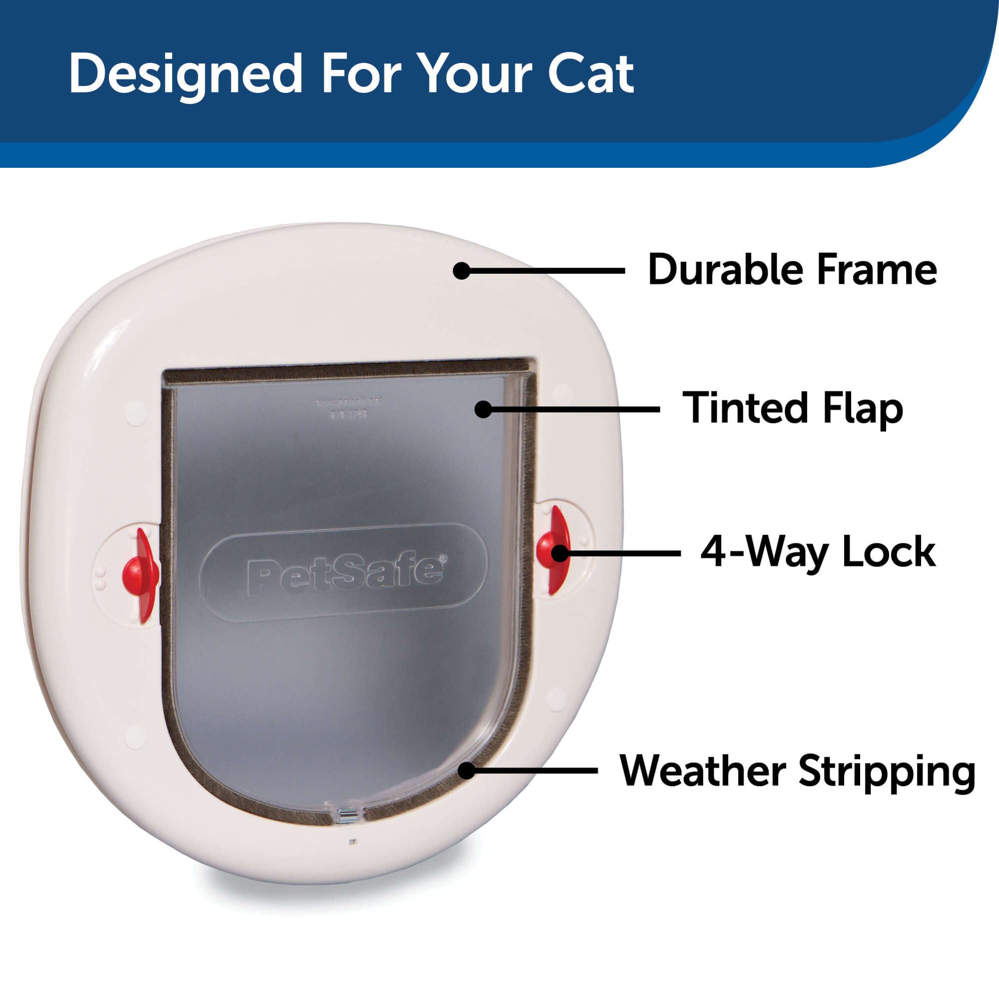 PetSafe Exterior/Interior Cat Door - Big Cat 4-Way Locking Pet Door Flap for Large Cats - Tinted Privacy Door - Weatherproof, Durable Door Frame - DIY Easy Install with Hardware Kit Included