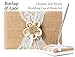 Rustic Wedding Guest Book Made of Burlap and Lace - Includes Burlap Pen Holder and Silver Pen - 120 Lined Pages for Guest Thoughts - Comes in Gift Box (Petal Flower)