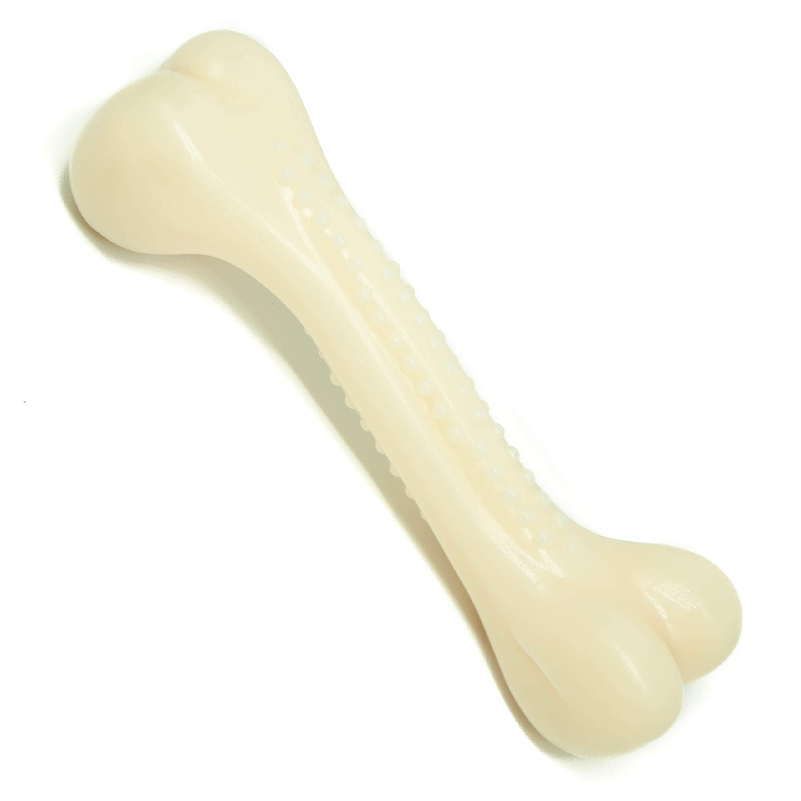Pet Touch Tough Dog Chew Toy Treats – NYLON Bone Shape – Hard Chews, Teeth Cleaning, Chewing Toys for Puppies Small & Medium Breeds Dogs upto 11 kg (1 Bone (Cream))