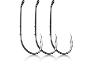 Dr.Fish 100 Pack Baitholder Hooks Freshwater Fishing Hooks, Down Eye, Offset, Walleye/Trout/Crappie/Panfish/Bluegill Saltwater Fishing