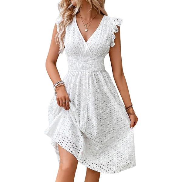 knee length dresses for ladies LoveShackFancy Women's Natasha Flounce Tiered Dress - White