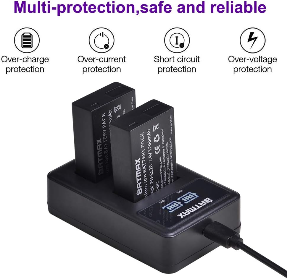 Camera Photo Video 1 V3 1 S1 1 J2 1 J3 Batmax 2 Pack En El Batteries And Led Usb Dual Charger For Nikon En El En Ela And Nikon 1 J1 Nikon Coolpix