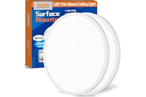 Allsmartlife Flush Mount Led Ceiling Light 2 Pack, 24W 2880lm,3000K/4000K/6500K, 12 inch Ceiling Light for Bedroom, Bathroom, Laundry Room, Kitchen