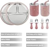 PandaEar 8 Pack Stainless Steel Baby Feeding Set with Suction Plates Cups view 3